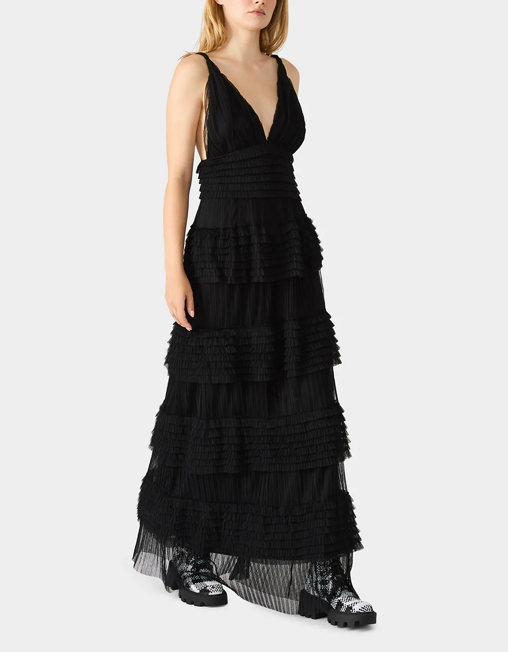 TIERED TULLE GOWN BLACK - Image 4